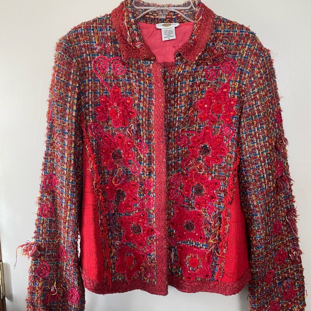 Unique jacket made in India with wonderful floral appliqués